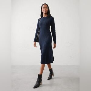NWT - Banana Republic Cotton Blend Crew Neck Cable Midi Sweater Dress - Size L